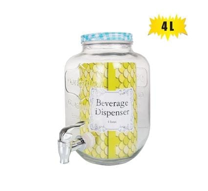 Beverage Dispenser Gls 4L W/Tap